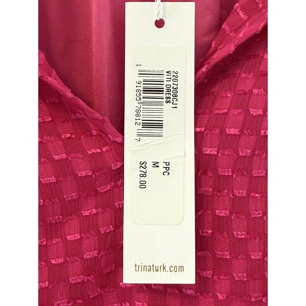 Trina Turk Viti Pink Mini Tiered Long Slv Designer Dress Women's Size M NWT $278 - Picture 4 of 10